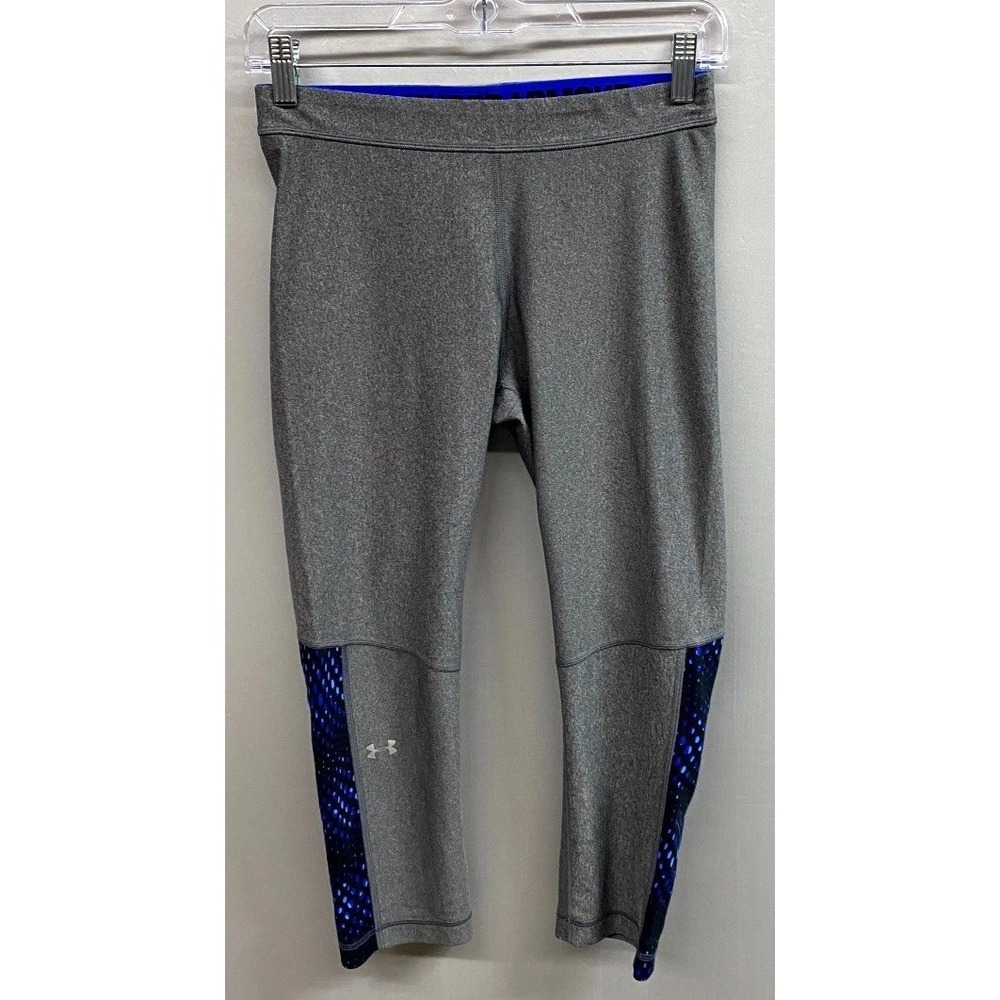 Under Armour HeatGear Compression Capri Leggings Womens Medium Heather Gray Yoga